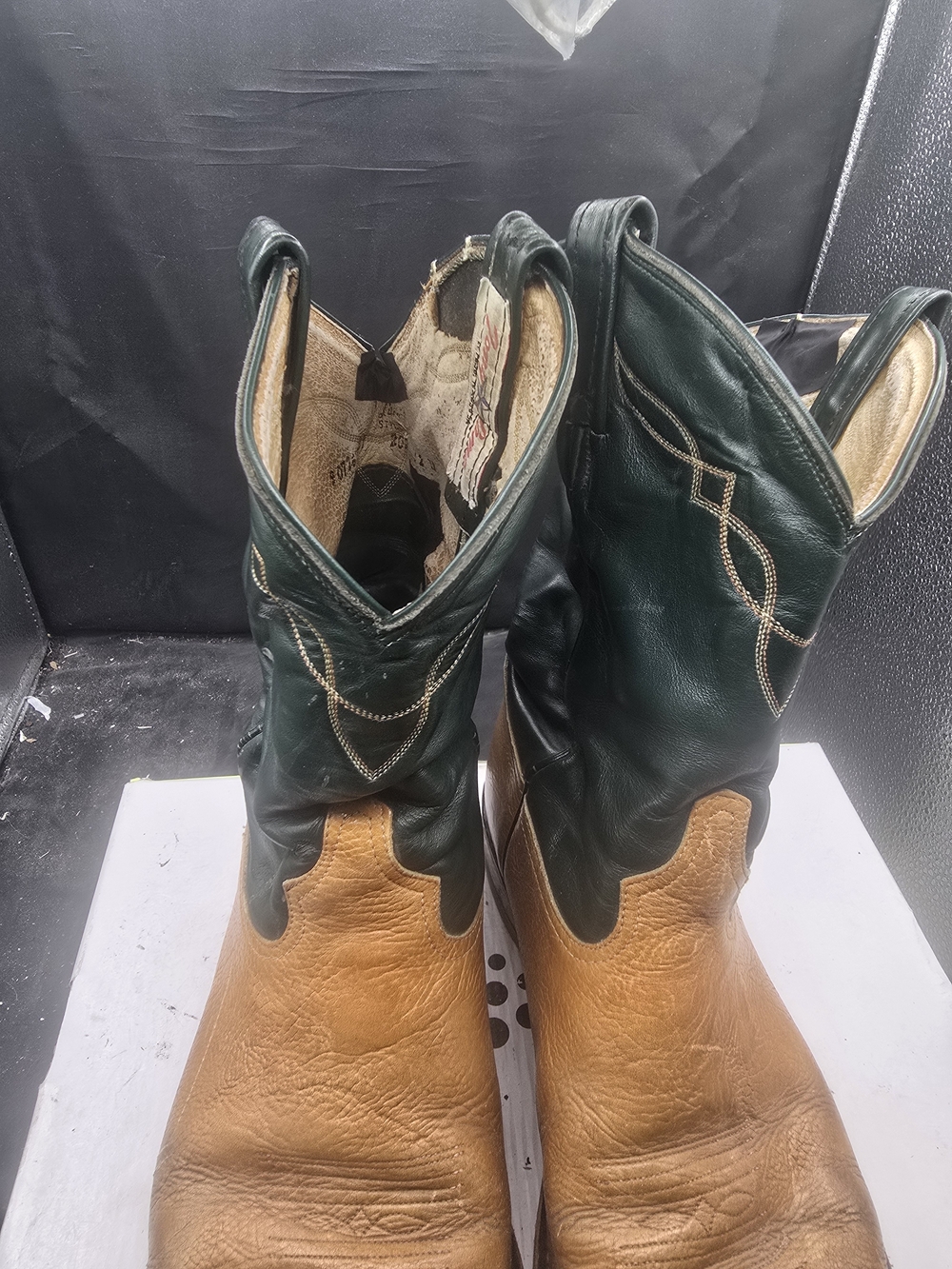 Tony Lama Green & Tan Leather Western Boots